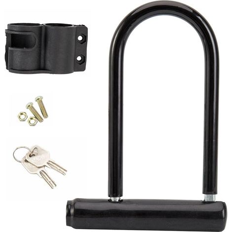 Mini serrure en U Portable for vélo, ensemble de 1/2, avec clé, conception antivol, moto, Scooter, accessoires cyclisme(1 Set) 1 Set - (1/5)