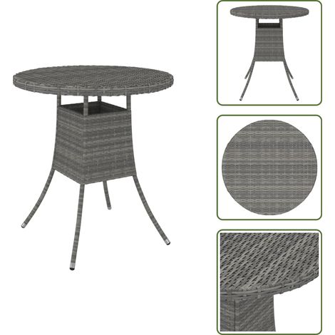 The Living Store Gartentisch Grau 70x70x73 cm Poly Rattan - Gartentisch grau (1/5)