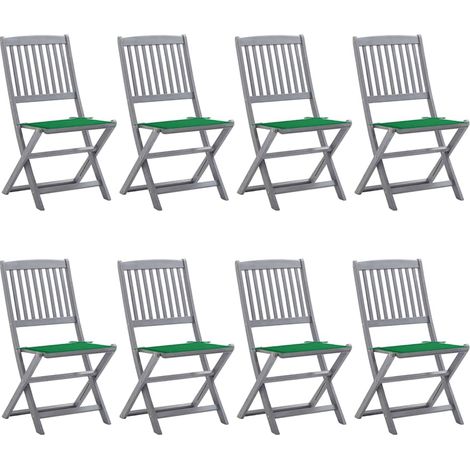 Lot de 8 Chaises de jardin pliables - Chaise d'extérieur pour terrasse/jardin avec coussins Bois d'acacia BV682936 - BonneVie (1/5)