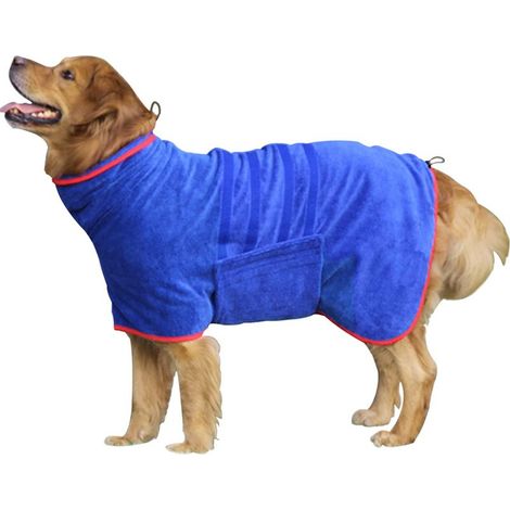 Manteau pour chien à séchage rapide — Peignoir pour animaux à absorption rapide — Matière en microfibre ultra-absorbante, doté d'un col réglable et d'une sangle de fixation abdominale (1/5)