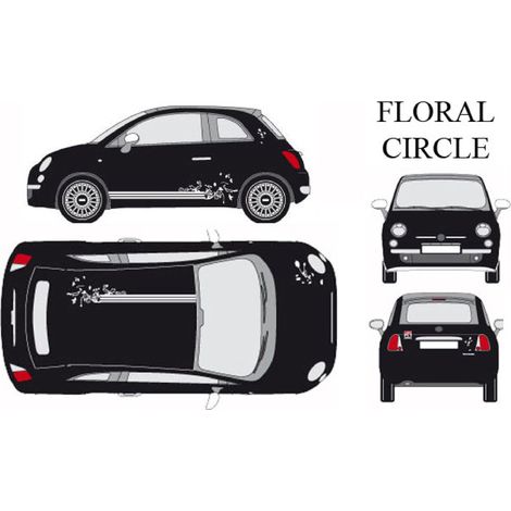 Set complet Adhesifs -FLORAL CIRCLE- Blanc - Taille M - PROMO ADN - Car Deco