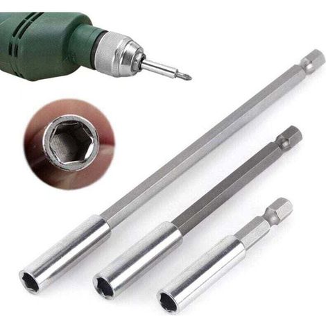 3 Stück 1/4 60/100/150 mm Magnetischer Bohrer-Bit-Halter Verlängerung Schraubendreher Sechskantschaft 60 mm 100 mm 150 mm Verlängerung Bit Schraubendreher, Muttern und alle Bohrer und Handschraubendre (1/4)