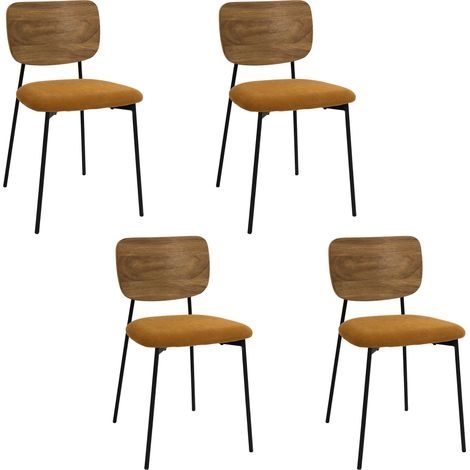Lot de 4 Chaises - HOME DECO FACTORY - Jules - Design Épuré - Jaune (1/5)
