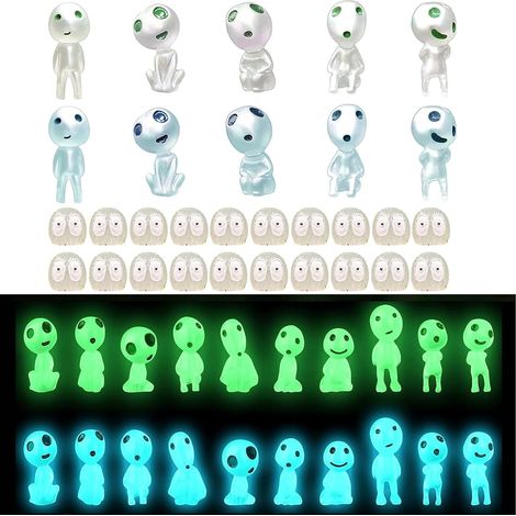 40 Pièces Lumineux Figurines Elfes des Arbres, Lumineux Elfes en RéSine, Figurines Elfes des Arbres, RéSine Balcon Jardin Decoration pour Micro Paysage Patio Extérieur Pelouse Cour(Bleu Vert) (1/5)