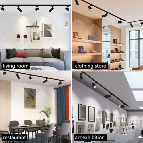 Leistungsstarkes 4er Schienensystem 40W Neutralweiß Schwarz – LED Track Light für Küche, Büro & Arbeitsbereiche