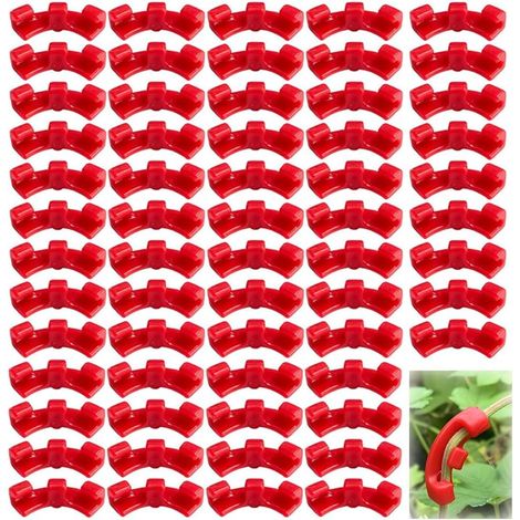 CCYKXA 100 Pieces Cintreuse de Clips de Support pour Plantes, 90°Clips pour Plantes Cintreuse, Cintreuse de Support pour Plantes Grimpantes pour Guider Direction Croissance Plantes (Rouge)