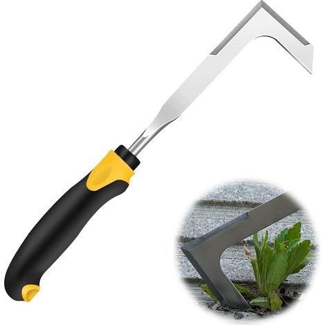 Grattoir à joints en acier inoxydable pour désherber coupe mauvaises herbes avec manche outil de jardin pour enlever la mousse