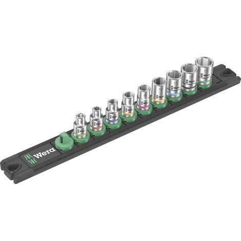 Set de 9 llaves de vaso Zyklop 1/4" WERA Nuss-Magnetleiste A 4