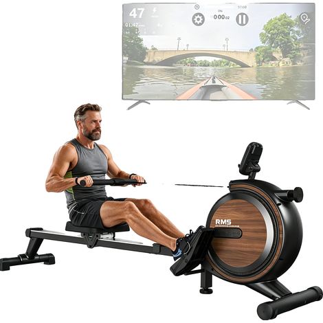 Rameur, Écran LCD, Résistance Magnétique, Poids Maximum de l'Utilisateur 150 kg, Connectivité Bluetooth, Entraînement Complet du Corps (1/5)