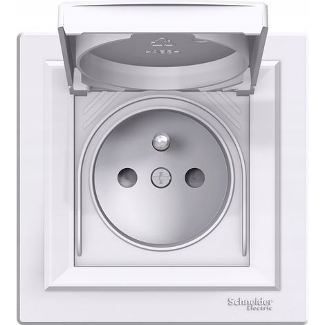 Enchufe blanco Asfora con tapa, IP44, terminales de tornillo, 16A 250V EPH2800621