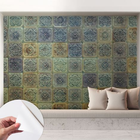Fototapete Selbstklebend - Wanddekoration - Wandfolie - 3D Tapete Wand - Wohnungsdeko Geometrische Fliesen 208x146 cm (1/5)