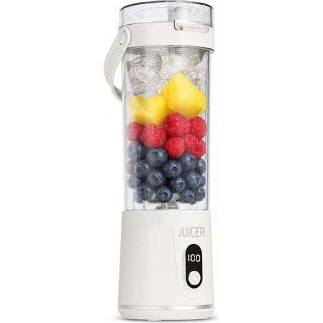 Blender Portable Électrique Gris à Bouton, Gobelet de Voyage et Fonction Broyeur de Glace (1/5)