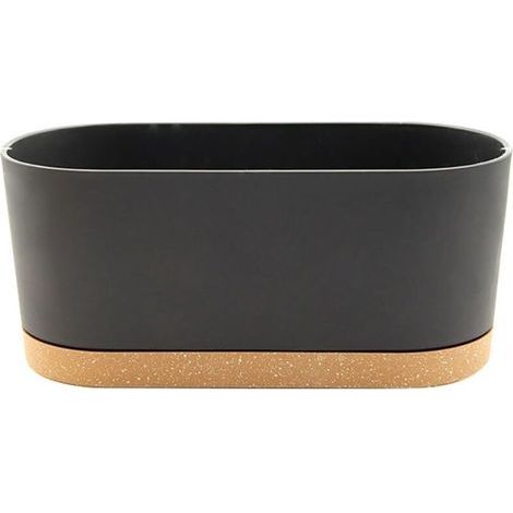 One-piece planter with drainage holes and tray, suitable for indoor and outdoor use, contemporary style, light grey, 40 x 17.8 cm