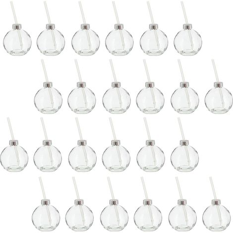 Novaliv 24x tasses de vin chaud 400 ml Mug de Noël personnalisé avec paille - Boule de Noël comme mug à vin chaud - Mug motif boule de sapin de Noël
