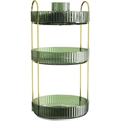 Organizador de maquillaje giratorio 360°, 3 niveles, para brochas, cosméticos, esmaltes y perfumes