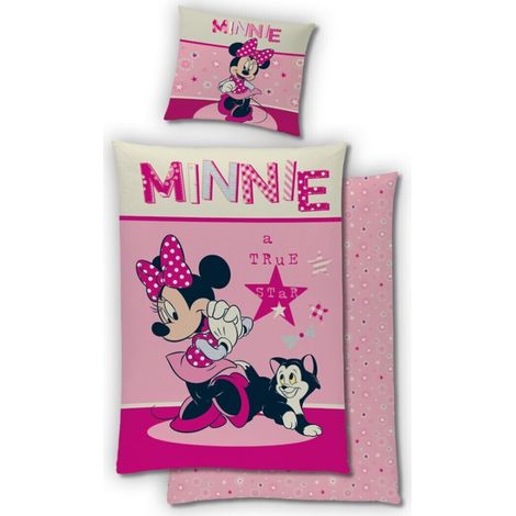 Parure de lit réversible - Minnie et son chat - 140 cm x 200 cm