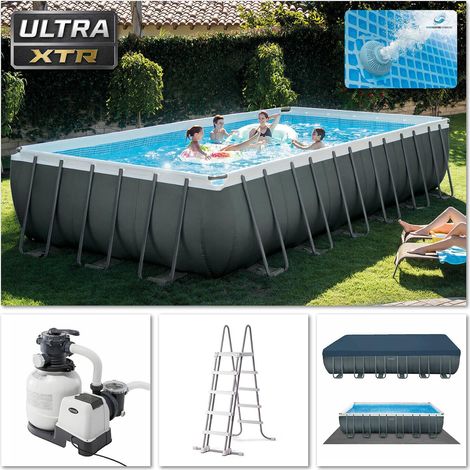Intex Frame Swimming Pool Set "Ultra Quadra XTR", anthrazit, 732 x 366 x 132 cm, Inkl. Sandfilteranlage
