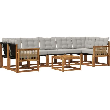 Outdoor Sofa Set with Cushion 8 pcs Natural and Light Grey vidaXL (1/5)