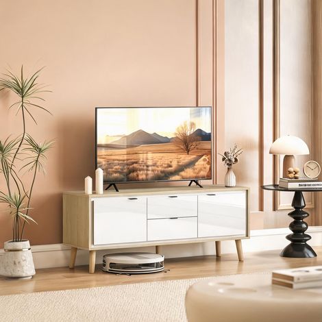 Meuble TV blanc en panneau de particules 120 x 35 x 50 cm (1/5)