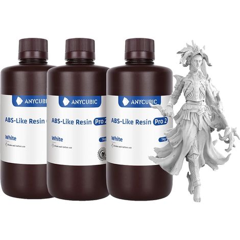 Resina per stampa 3D, alta precisione, applicazione intuitiva, ABS Pro2 Bianco - 3 kg (1/2)