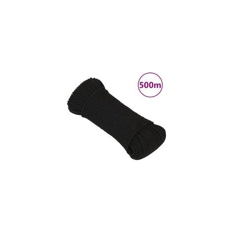 Corde de travail noire, 3 mm, 500 m, polyester - Crezuo (1/4)