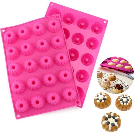 Moule à gâteau en silicone Aililong Mini, lot de deux pièces – Petit moule à savarin antiadhésif