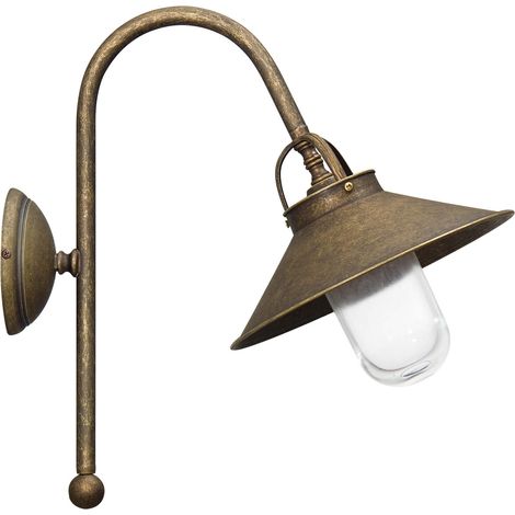 Wand Außenlampe aus Messing in Antik Bronze