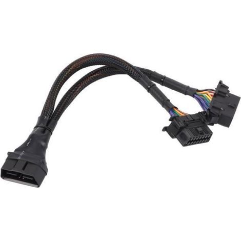 Répartiteur OBD Adaptateur séparateur 1 à 2 OBD, rallonge de câble en Y, outil de Diagnostic de voiture auto outil Noir (1/4)