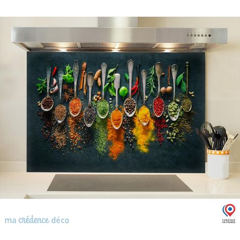 Fond de hotte : Epices et cuillères 2 - Alu composite - 90 cm - 70 cm