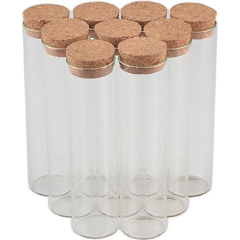 12pcs Bouteilles Tube a Essai Verre Transparente Avec Bouchon En liège, capacité De Stockage De 50 ml, diamètre extérieur Du Flacon De Tube à Essai De 30 mm (12, 50ml) (1/5)