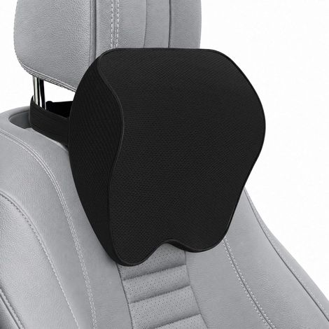 Lot de 2 Oreillers de Cou pour Voiture, Appui Tete Voiture avec Sangles réglables, Oreillers de Cou avec Mousse à Mémoire de Manchons Amovibles Respirables, Design Ergonomique Confortable, Noir (1/5)