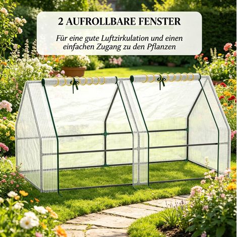 Garten-Mini-Gewächshaus 180x90x90 cm aus Stahl und PE, weiß – MEUBLIV (1/5)
