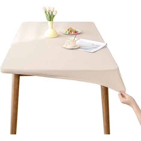 Nappe Extensible Couverture de Table en Polyester et Spandex - Lavable en Machine et Infroissable 60×120cm-beige