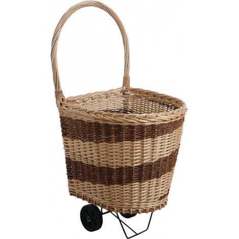 Jardibricodeco – Chariot à bûches en osier – Charge maximale 100kg – Grandes roues pour surfaces irrégulières – Design rustique élégant