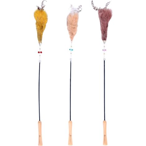 Jouet pour Chat Canne à pêche Keira avec Jouet en Peluche – Plumes – Clochette – Longueur 45,5 cm – Aucun Choix de Couleur Possible (1/2)