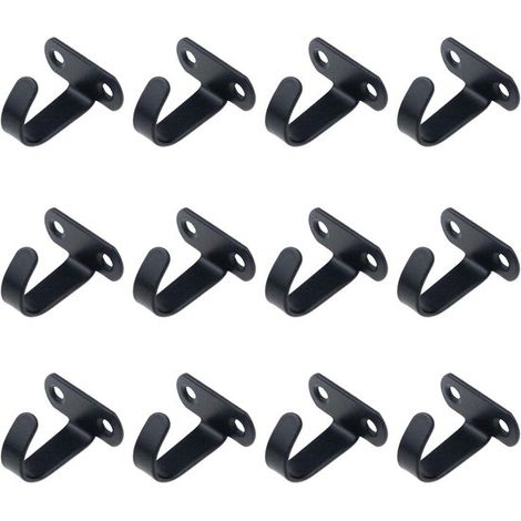 Gancio appendiabiti in acciaio inox, 12 pezzi, ganci, acciaio inox, sotto la mensola, fissaggio al soffitto, ganci per montaggio superiore, asciugamano, gancio per vestiti, nero (1/5)