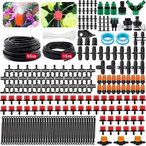 Système d'irrigation Jardin, Kit Arrosage Automatique,55M+15M Arrosage Automatique pour Jar,Irrigation Jardin,Convient pour le Jardin, la Pelouse, le Refroidissement (1/5)