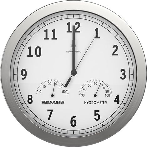 Timerider Wall Clock, Wall Clock for Living Room/Kitchen/Office, Aluminium Wall Clock with Thermometer and Hygrometer - 12" (1/4)