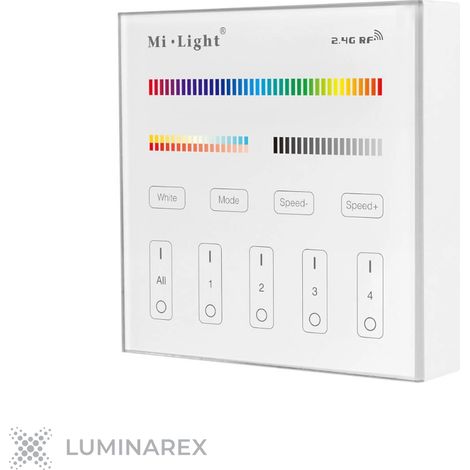 MiBoxer T4 Touchpanel-Fernbedienung (4 Zonen, 230 V, RGB+CCT) – weiß (1/3)