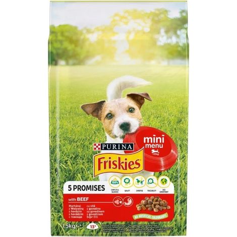 FRISKIES Mini Menu Bœuf et Légumes - croquettes pour chien - 1,5 kg