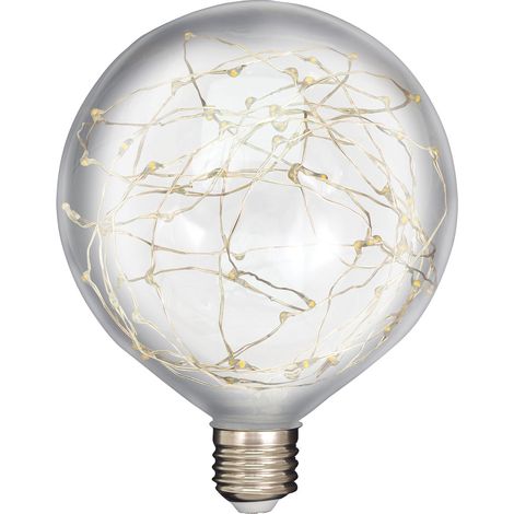 Ampoule LED Globe E27 Diam. 120mm, 1.5W, 55 lumens, 3000K Blanc-chaud, décorative, plastique haute résistance conçue pour l'extérieur - Tibelec