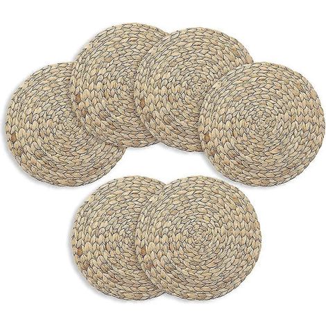 Sets de table ronds en jacinthe d'eau naturelle tissée à la main, cadeau (1/5)