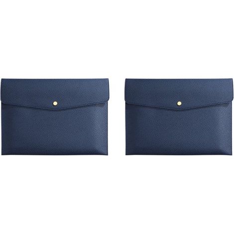 Carpeta de documentos de 2 piezas, portadocumentos A4 de piel sintética, carpeta de archivo, funda para portafolio, azul oscuro (1/4)