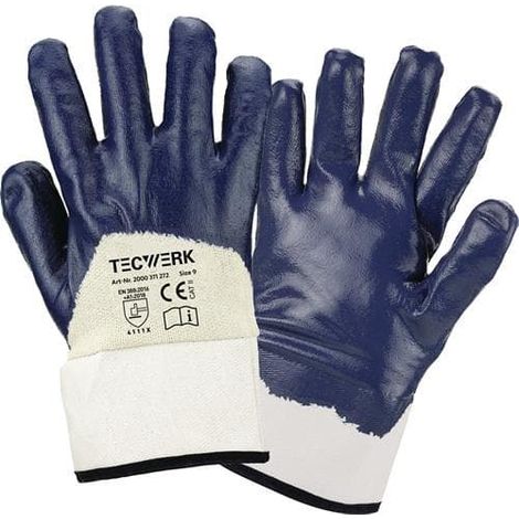 TECWERK Handschuhe Neckar Gr.9 blau Nitrilteilbeschichtung EN 388 PSA II TECWERK (1/2)