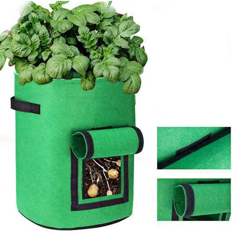 Sacs de plantation pour jardin, lot de 2 sacs à légumes de 7 gallons, en tissu non tissé (1/5)
