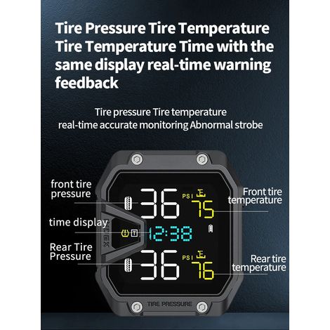 TMPS Motorrad-Reifendrucksensor, wasserdichtes LCD-Farbdisplay, Echtzeit-Reifendrucküberwachungssystem (1/5)
