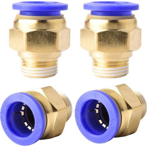 4 pièces 10 mm 1/2′′PT filetage extérieur droit Push to Connect Raccords de tube à emboîter pneumatique connecteur rapide PC PC16-3/8" (1/5)