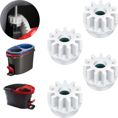 Applicable Pièces de Rechange pour Vadrouille Rotative (Blanc) 4 Pièces Seau de Vadrouille Roulement Dembrayage Pignon de Remplacement pour Vileda et Autres Vadrouilles Rotatives