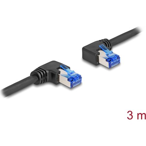 Delock Cable de red RJ45 Cat.6A S/FTP derecha/izquierda angulado 3 m negro