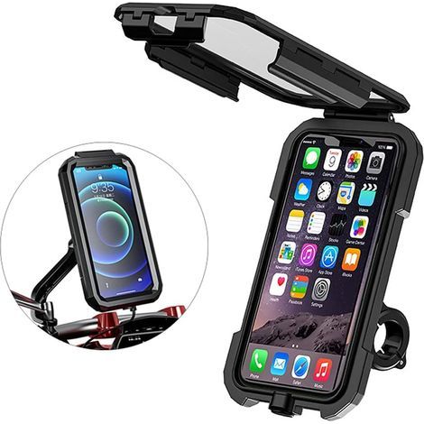 Fahrrad-Handyhalterung, universelle, wasserdichte, um 360° drehbare Motorrad-Handyhalterung für Smartphones von 5,5 bis 6,8 Zoll (1/5)